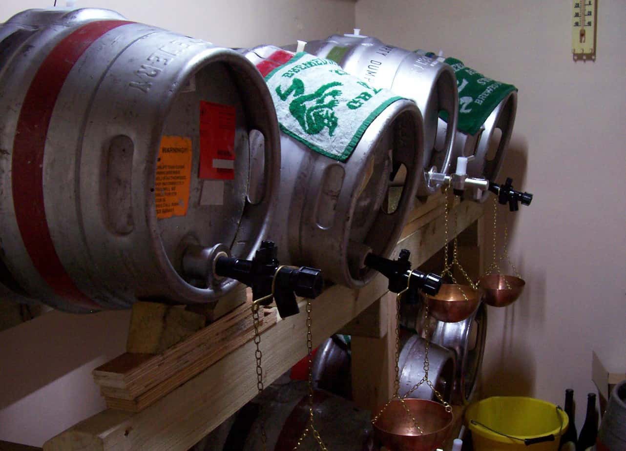real ale casks in the taproom